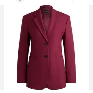 BOSS Women's Wine Red Tailored Blazer size US 12 4-way stretch